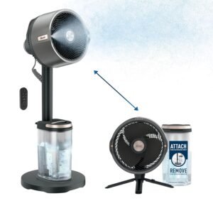 Shark FlexBreeze Pro Mist Fan — Indoor & Outdoor, Integrated Misting, Pedestal to Tabletop, Corded or Cordless, Up to 24-Hr Battery, Oscillating, Charcoal Grey, FA302 (2025...
