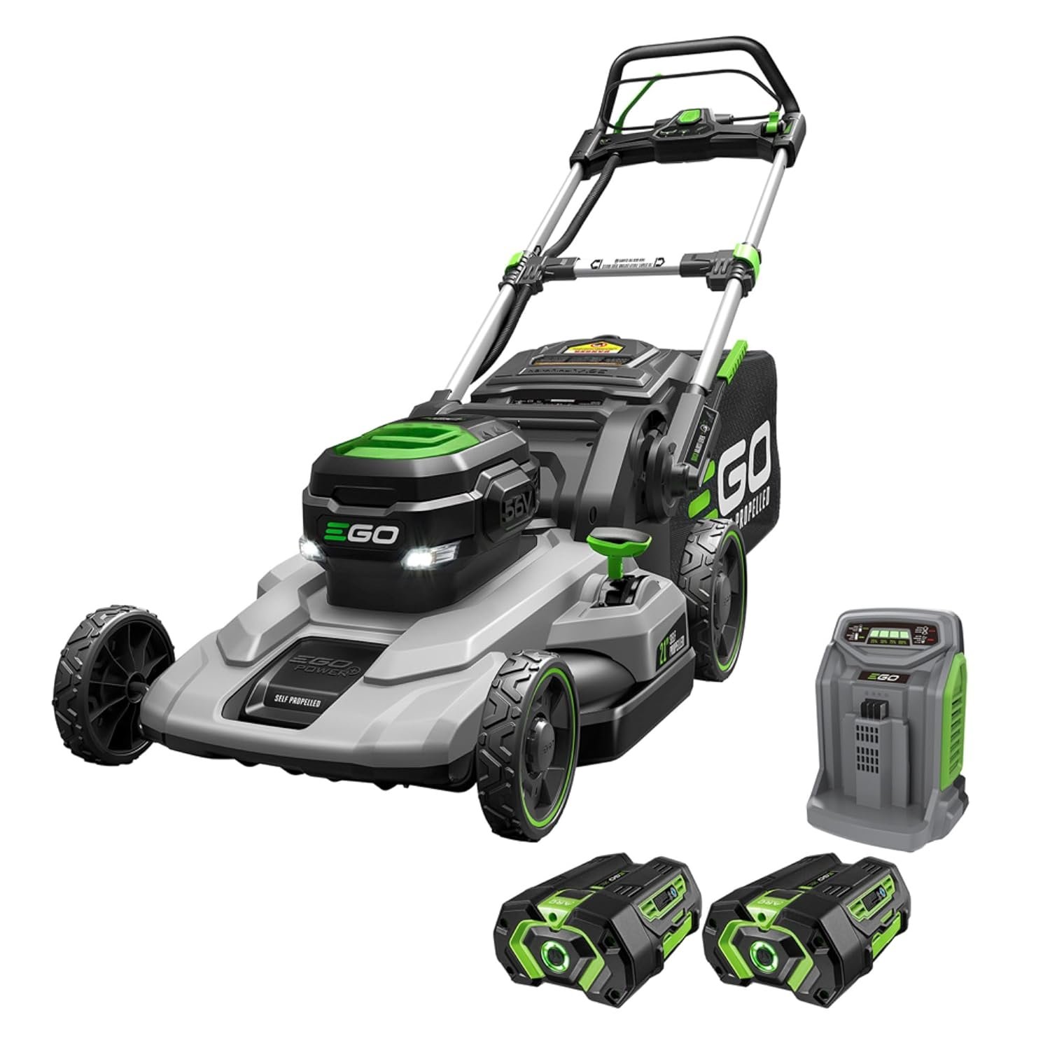 EGO Power+ LM2102SP-A 21-Inch 56-Volt Lithium-ion Self-Propelled Cordless Lawn Mower, (2) 4.0Ah Battery and Rapid Charger Included