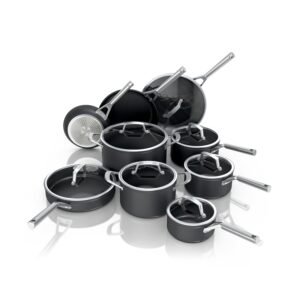 Ninja Cookware, Ninja NeverStick Professional, 16-Piece Pots and Pans Set, Non Stick Frying Pans, Kitchen Essentials, Stock Pot, Sauce Pan, Glass Lids, Saute Pan, All Stovetops,...
