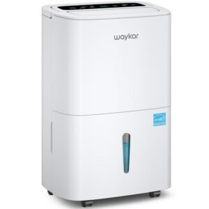 Waykar 120 Pints Energy Star Home Dehumidifier for Spaces up to 6,000 Sq. Ft at Home, in Basements and Large Rooms with Drain Hose, Handle, Auto Defrost and Self-Drying.